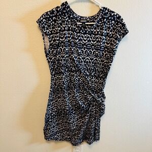 Original Nicole Miller Black White Blue Print Dress Women's Medium Knit